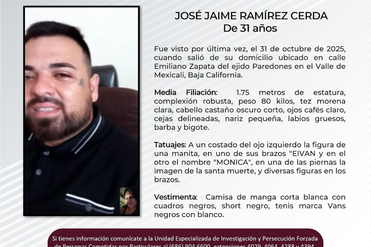 Solicitan ayuda para localizar a José Jaime Ramírez Cerda