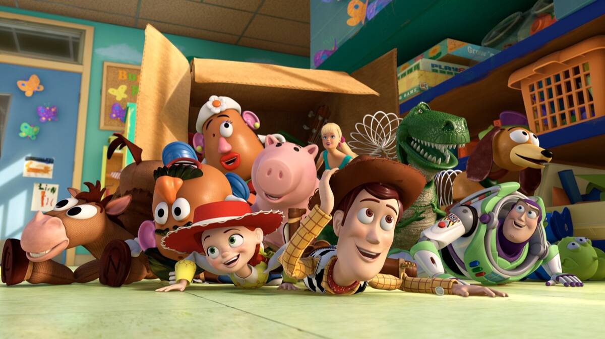 TOY STORY 3
(L-R) Bullseye, Mr. Potato Head, Mrs. Potato Head, Jessie, Hamm, Barbie, Woody, Rex, Slinky Dog, Buzz Lightyear,  Aliens
 
©Disney/Pixar.  All Rights Reserved.