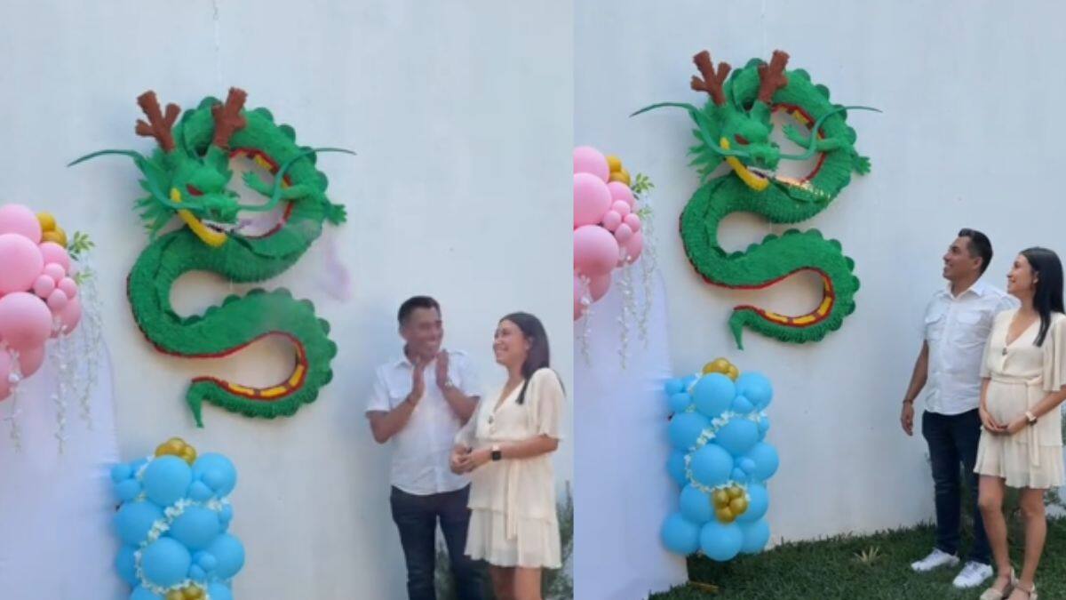Con una maqueta de “Shen Long” de Dragon Ball Z: Así revelaron el género de su futuro bebé