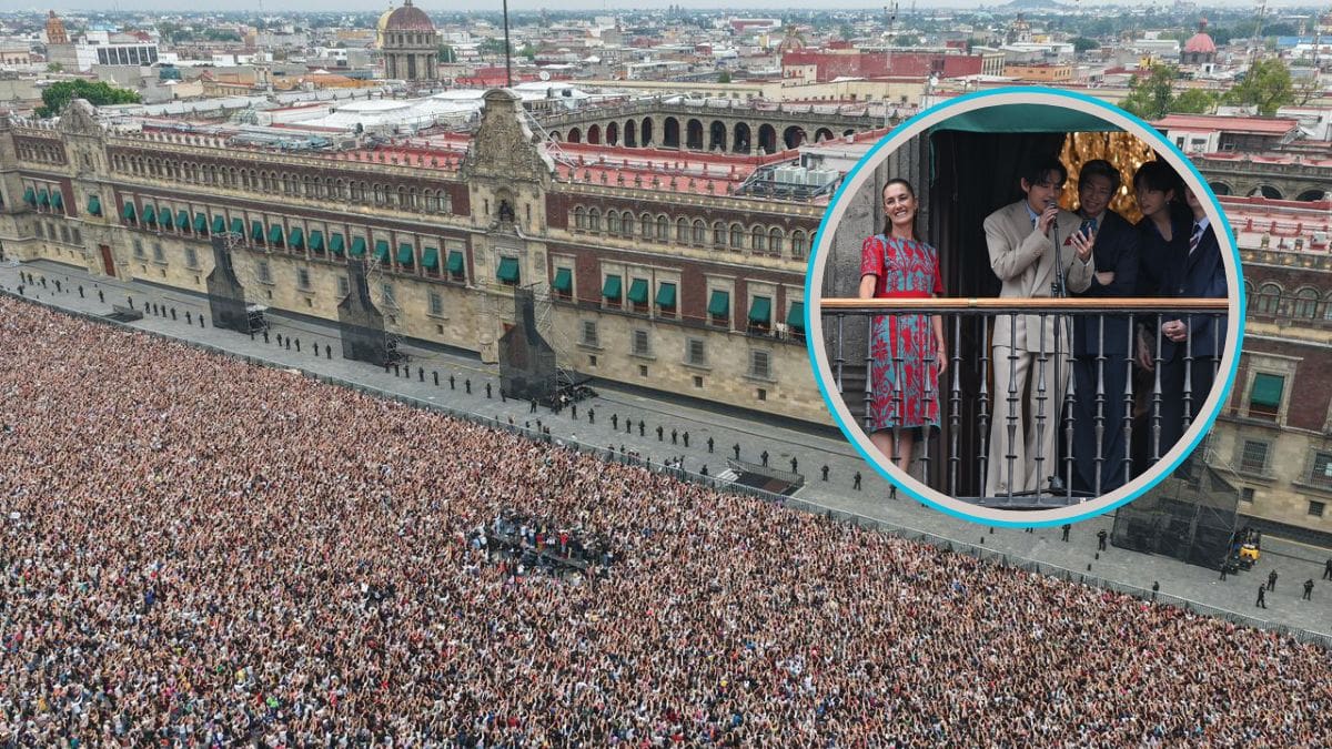 Más de 50 mil ARMYs abarrotaron el Zócalo para ver a BTS desde Palacio Nacional antes de sus tres conciertos en el Estadio GNP Seguros de la CDMX