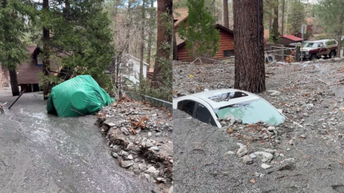 Autos y casas sepultados por lodo y nieve en California