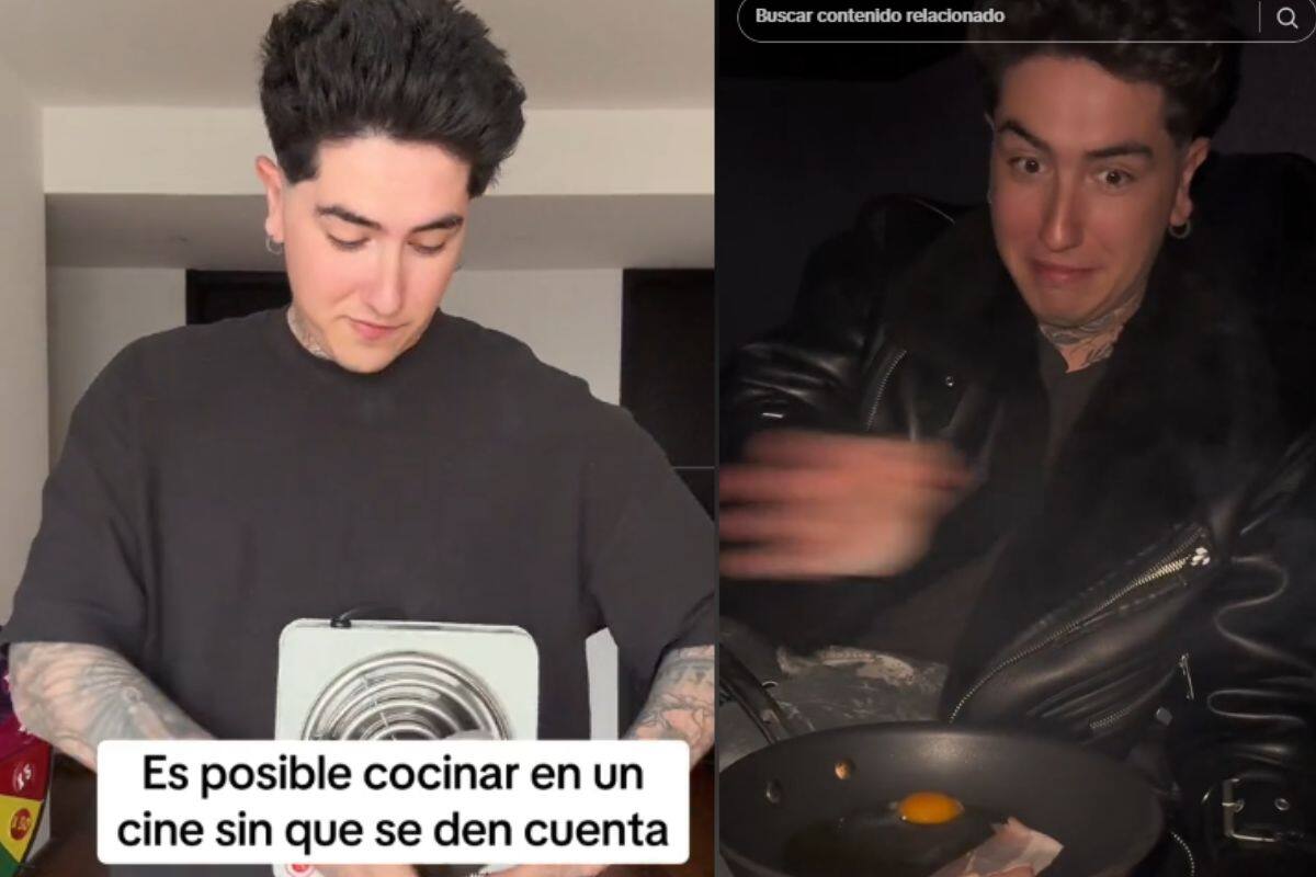 Influencer se puso a cocinar un huevo con tocino dentro de un cine y se volvió viral
