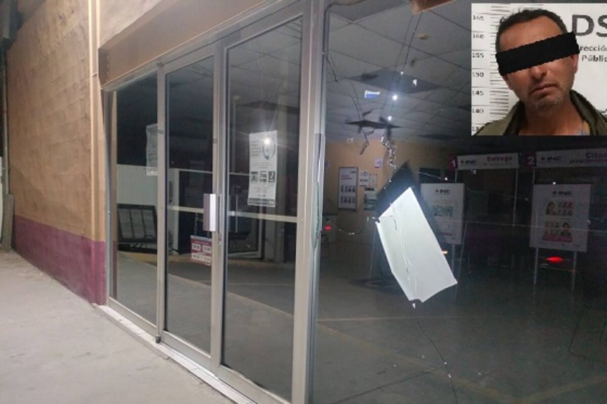 Hombre apedrea oficinas del INE en Mexicali
