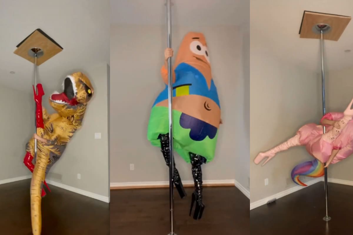 TikTok: Mujer se hace viral por hacer Pole Dance vestida con botargas
