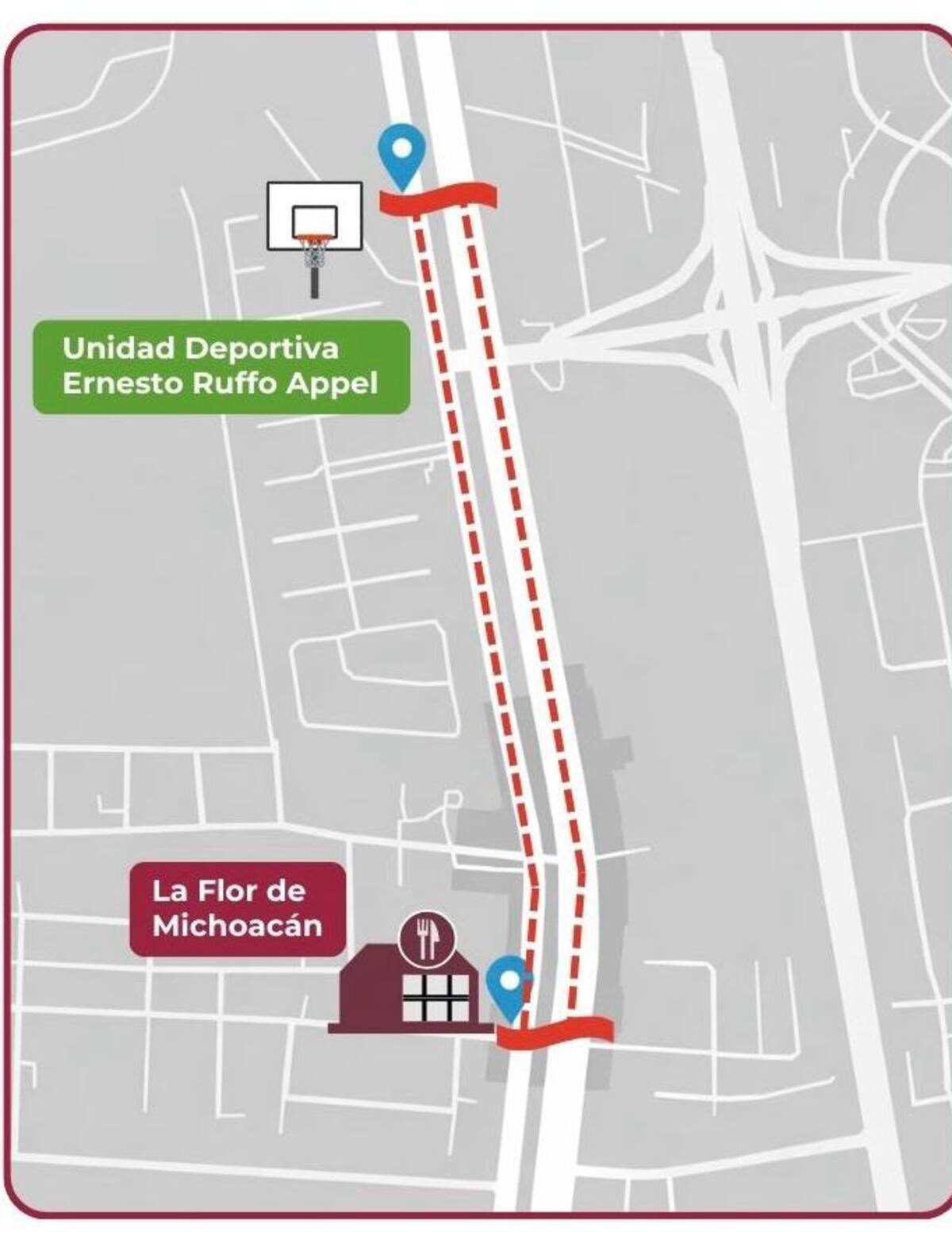 La restricción vial se aplicará este martes de 8:30 a 10:00 horas en el carril de Sur a Norte, desde la calle Mexicali hasta la Unidad Deportiva Ernesto Ruffo Appel, por la realización del desfile. Foto: Carmen Gutierrez