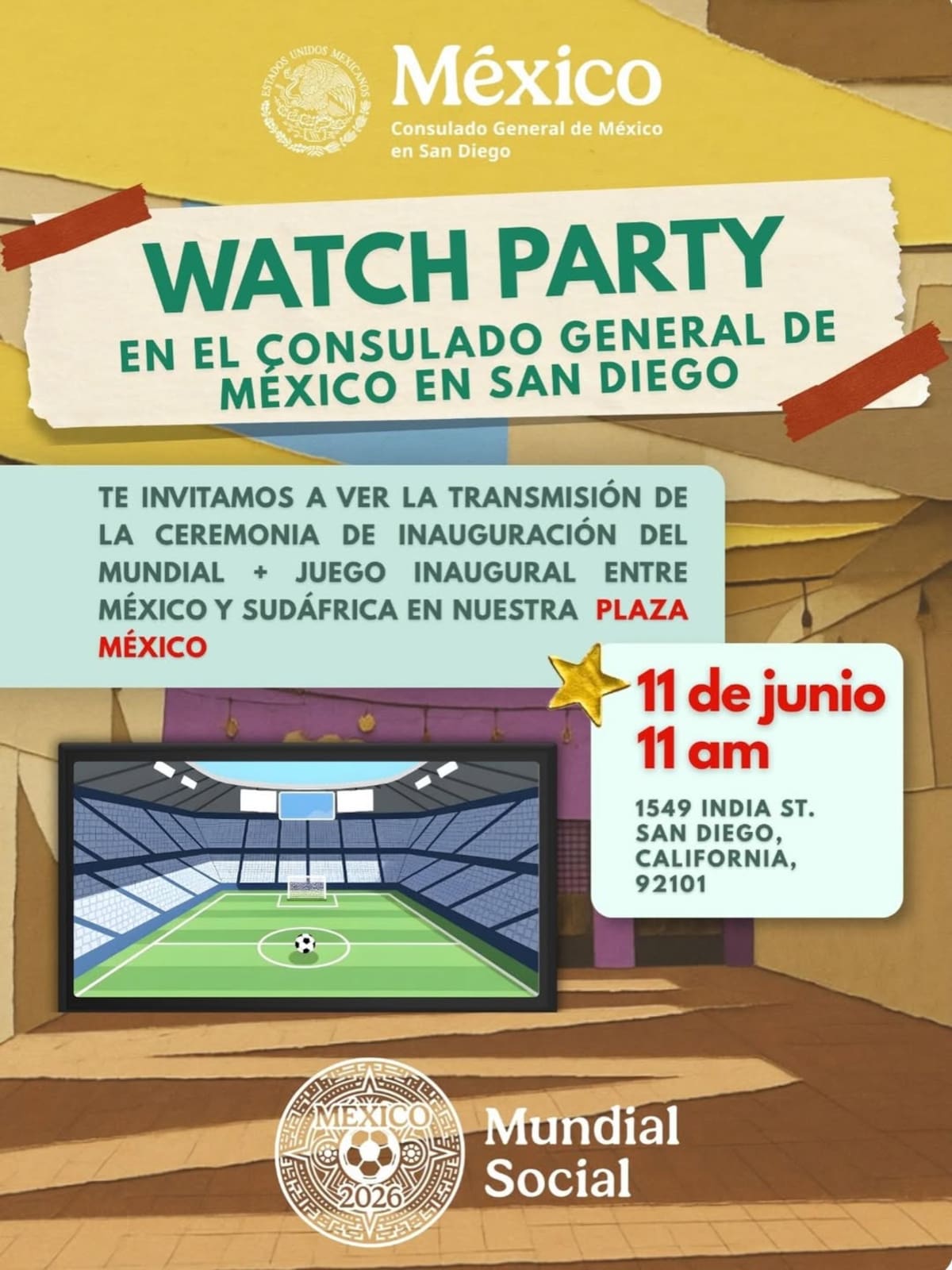El evento arrancará a las 10:30 horas y reunirá a aficionados del futbol para vivir en comunidad la emoción del arranque mundialista. Foto: Cortesía