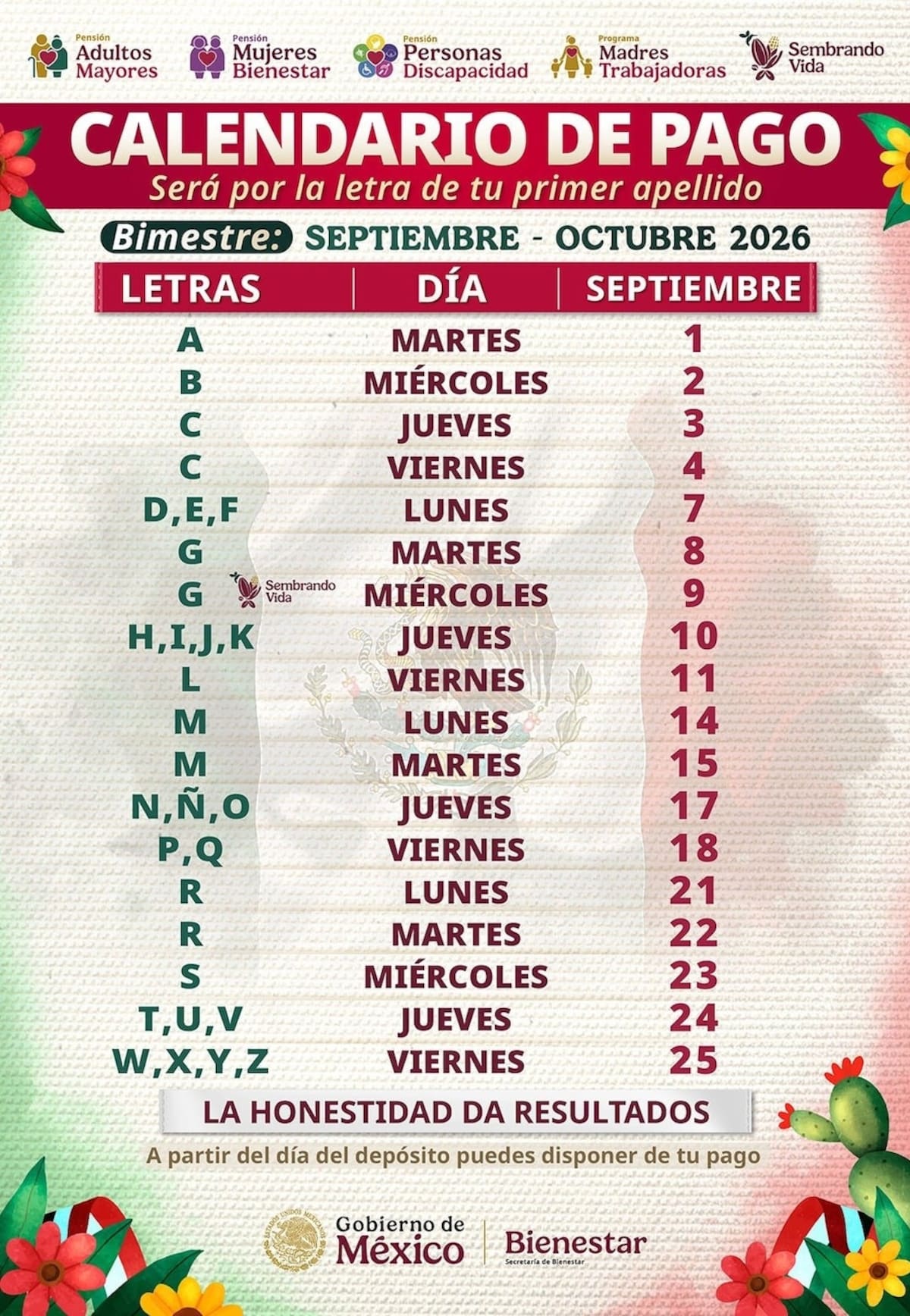 Calendario oficial.