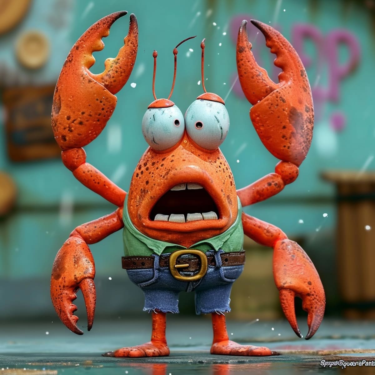 La visión de la IA: Don Cangrejo, el jefe avaro y sorprendido.