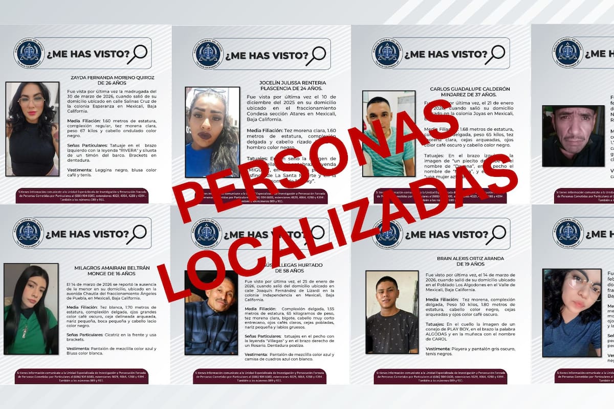 Localizan a ocho personas reportadas como desaparecidas en Mexicali, entre ellas una menor de edad