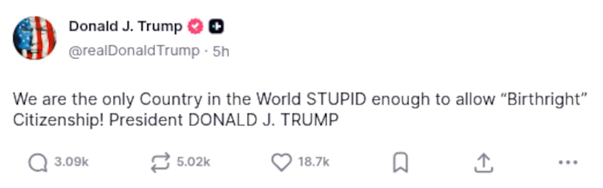 Donald Trump en Truth Social. | Foto: Captura de pantalla