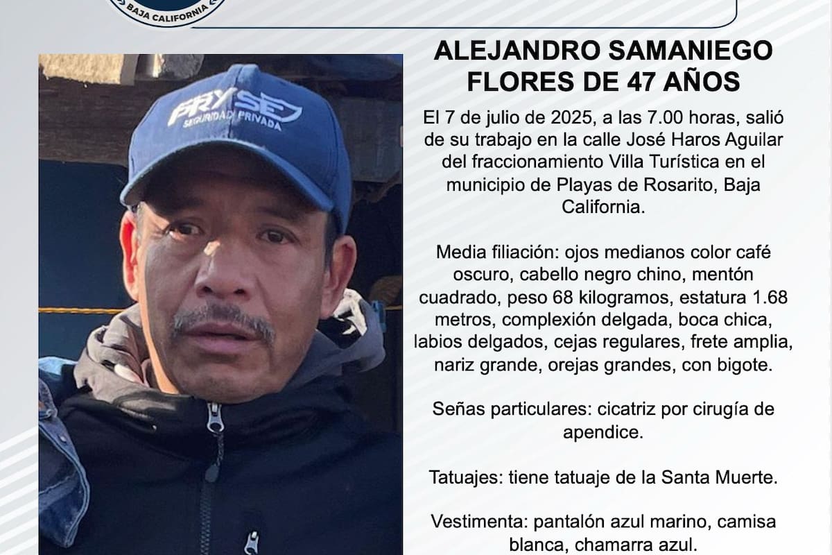 Se busca a Alejandro Samaniego Flores de 47 años de edad