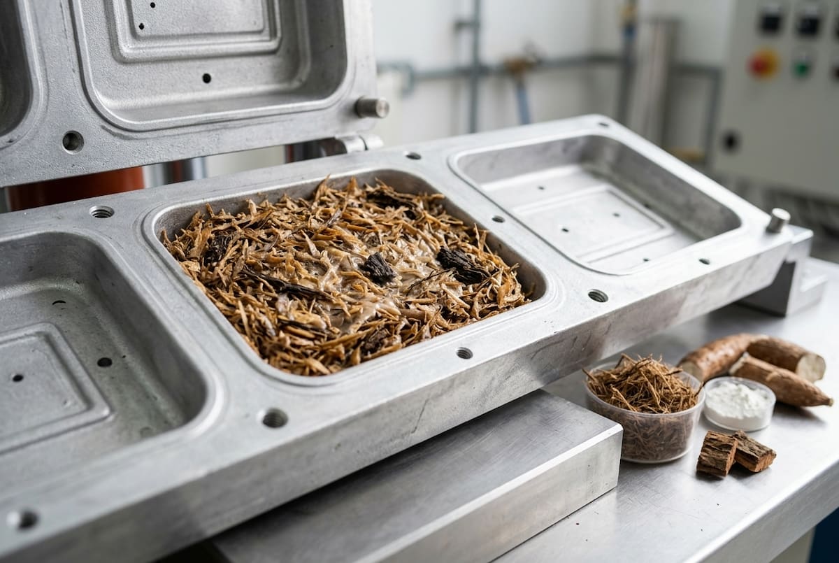 El proyecto utiliza cáscaras de yuca, almidón y fibras de residuos de araucaria para fabricar bandejas que pueden degradarse en aproximadamente 30 días bajo condiciones adecuadas. Fotografía llustrativa (Gemini)