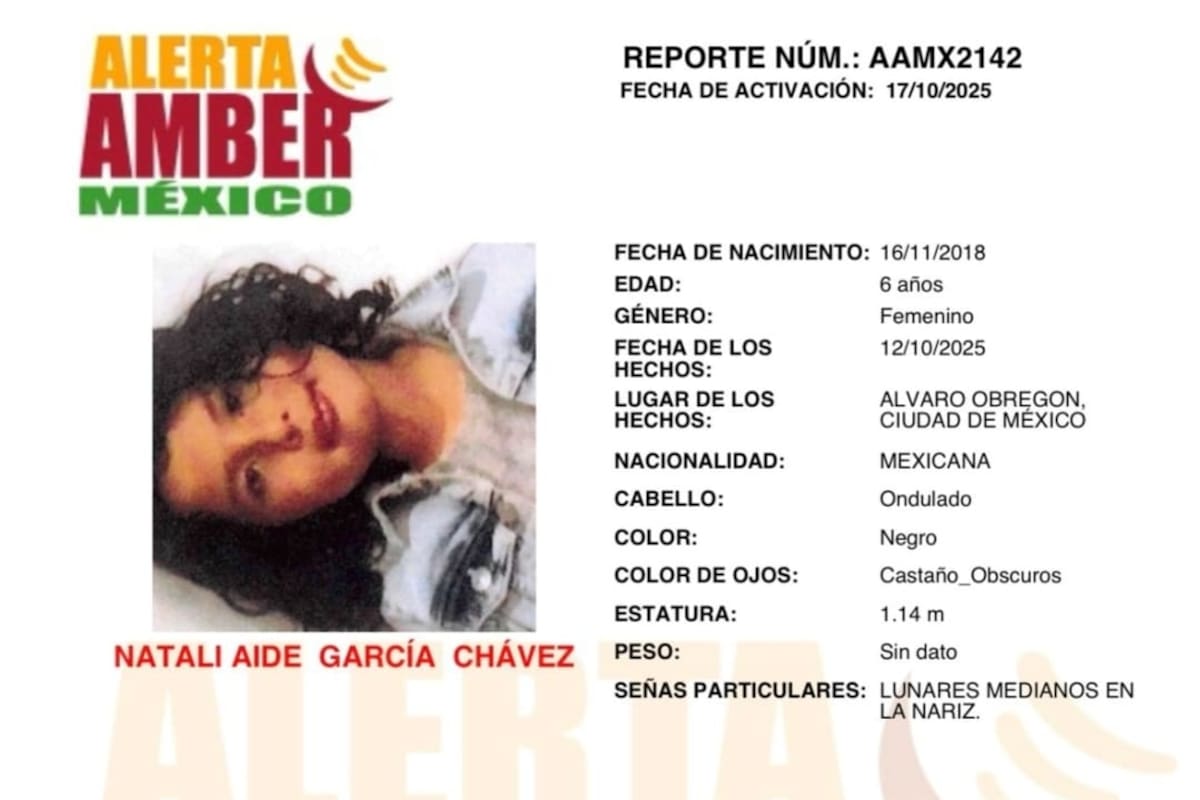 Activan Alerta Amber por Natali Aidé García Chávez de 6 años de edad