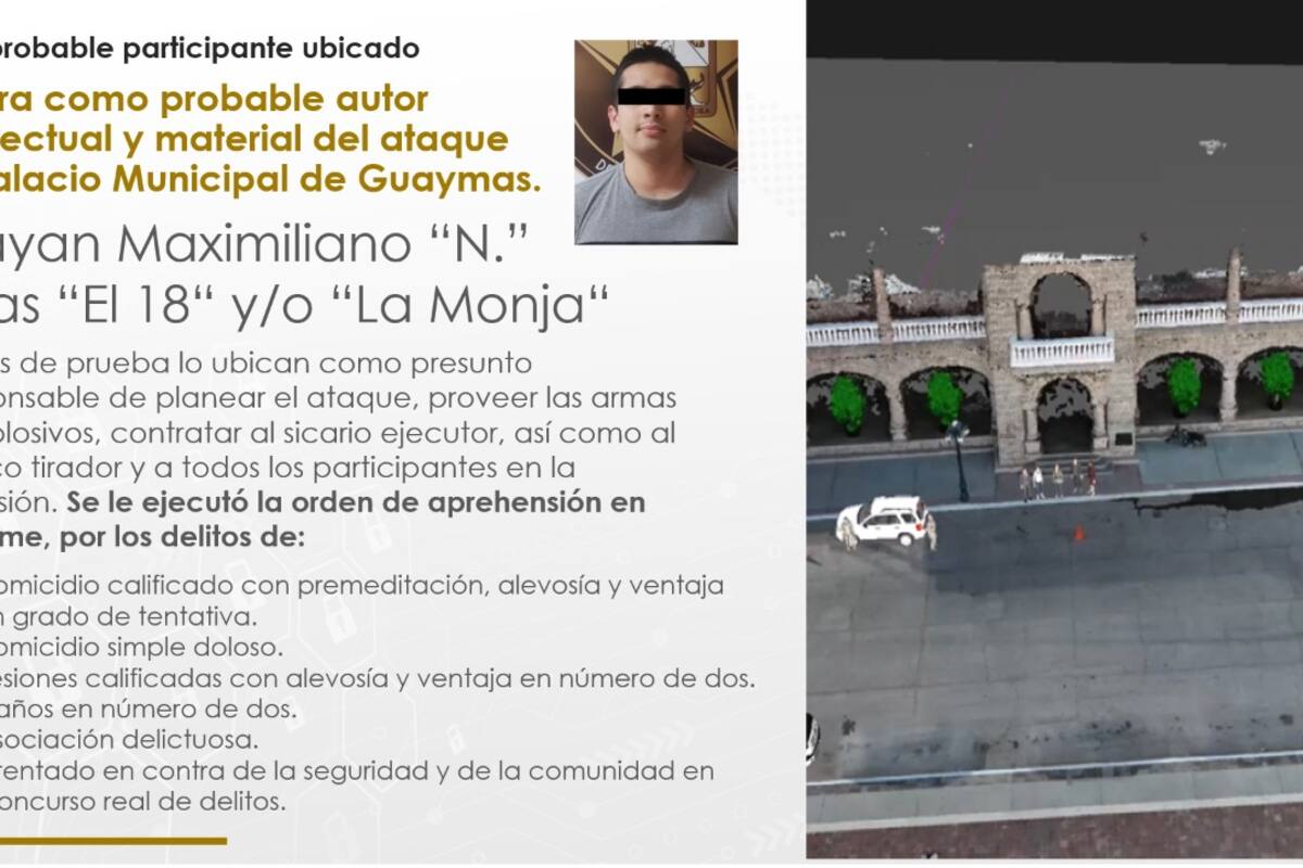 Arrestan a implicado en ataque armado en Palacio Municipal de Guaymas