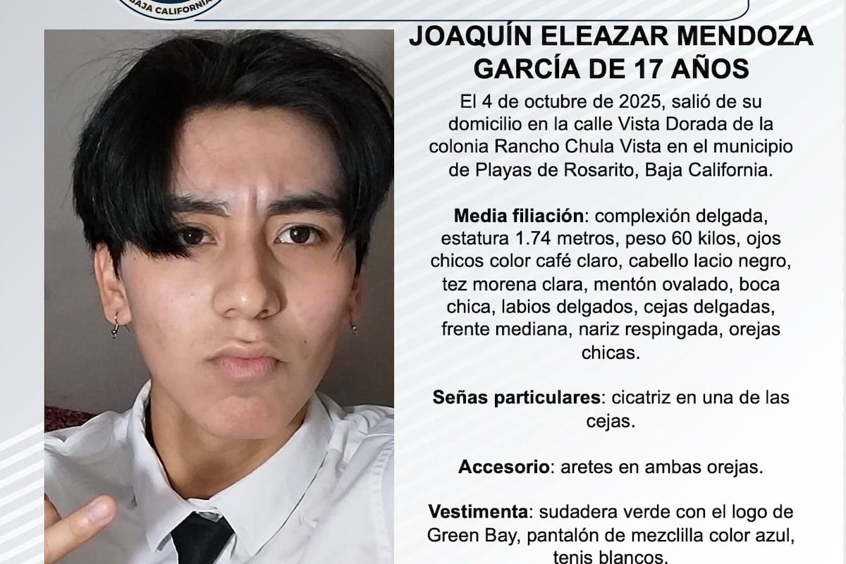 Se busca a Joaquín Eleazar Mendoza García de 17 años