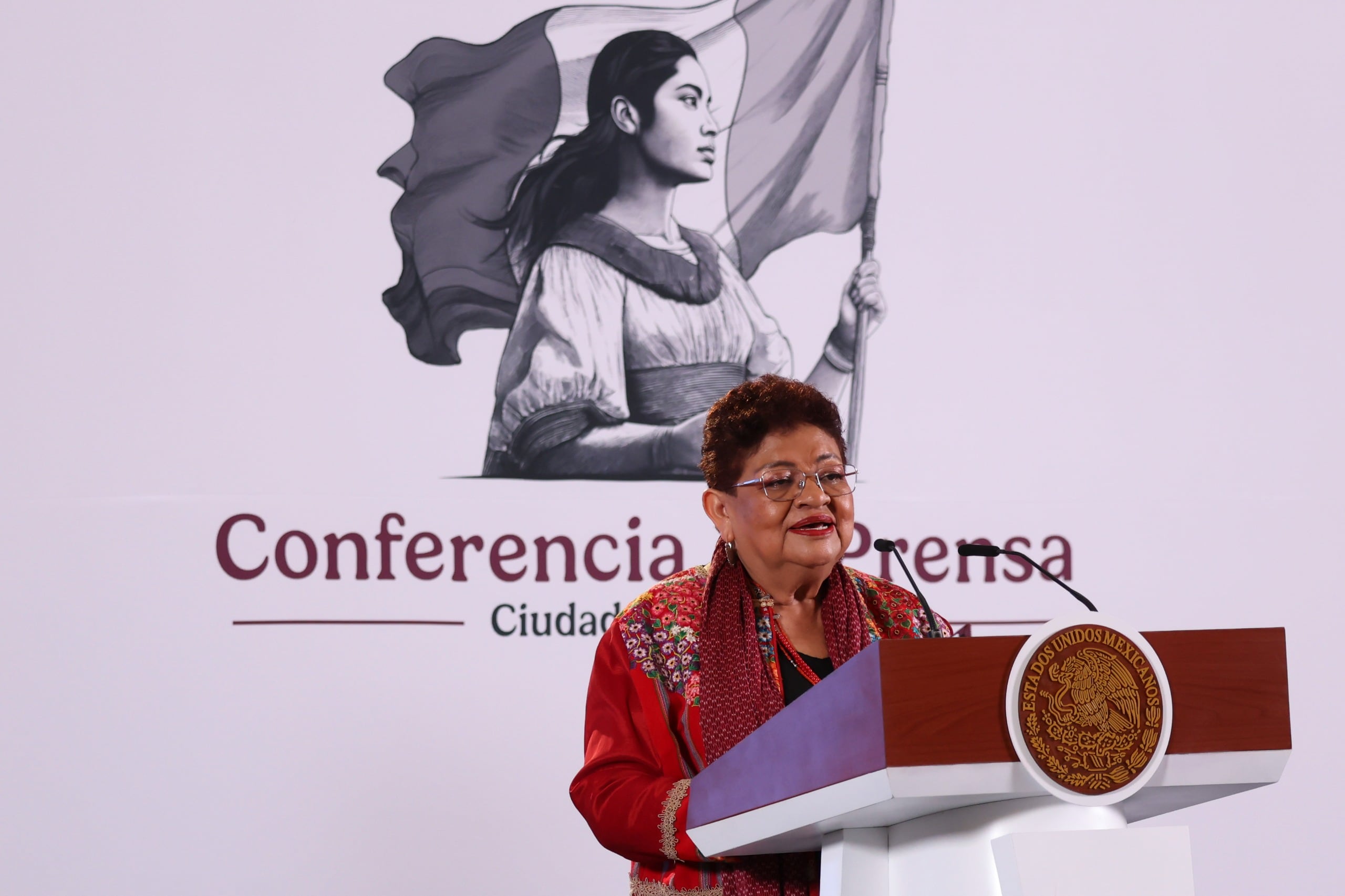 Ernestina Godoy en la mañanera del Pueblo este 20 de noviembre del 2024. | Crédito: Presidencia