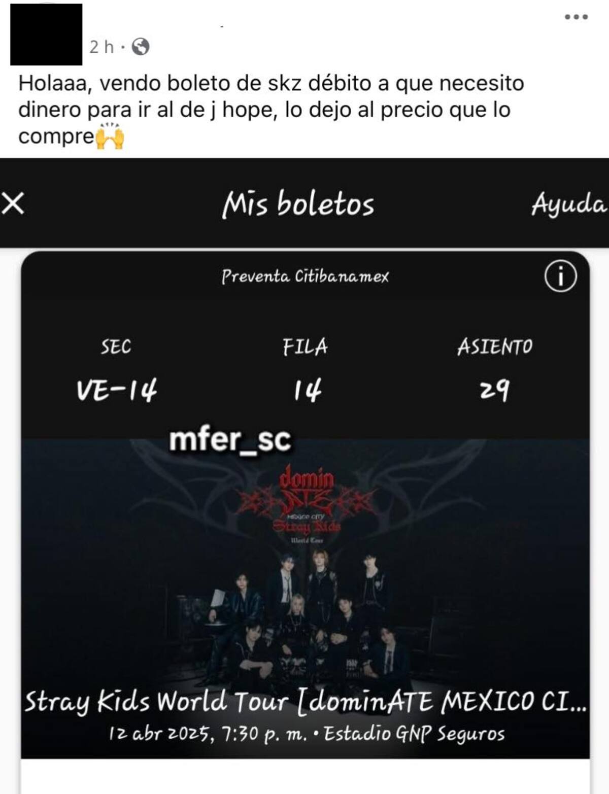 Tras el anuncio del concierto de J-hope, fans priorizan ver al artista. / Imagen ilustrativa obtenida de una captura de pantalla de una publicación de Facebook.