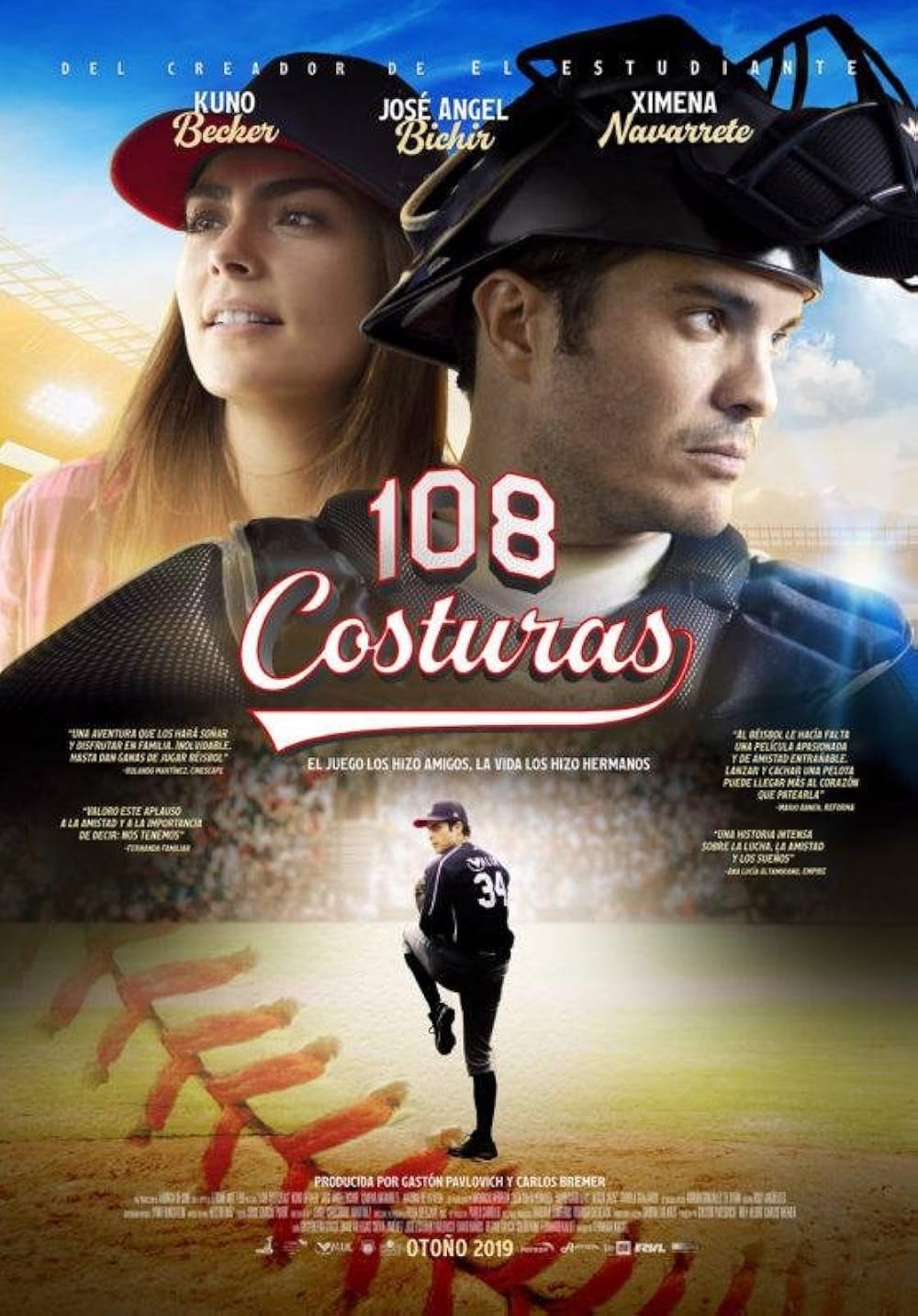 Póster oficial de la película 108 Costuras, la cual se estrenó en 2019.