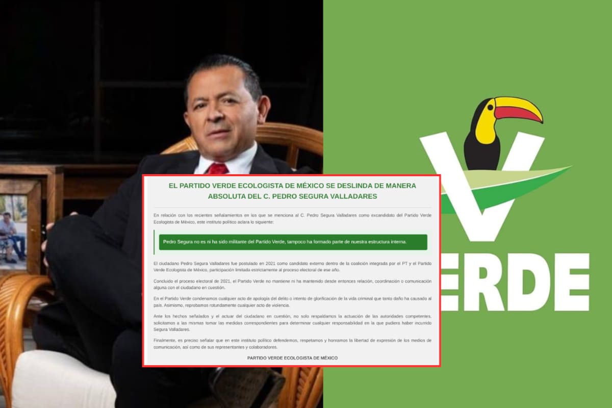 Tras el escándalo por la petición de temas musicales sobre el CJNG y “El Mencho” el Partido Verde se deslinda de toda relación con Pedro Segura Valladares
