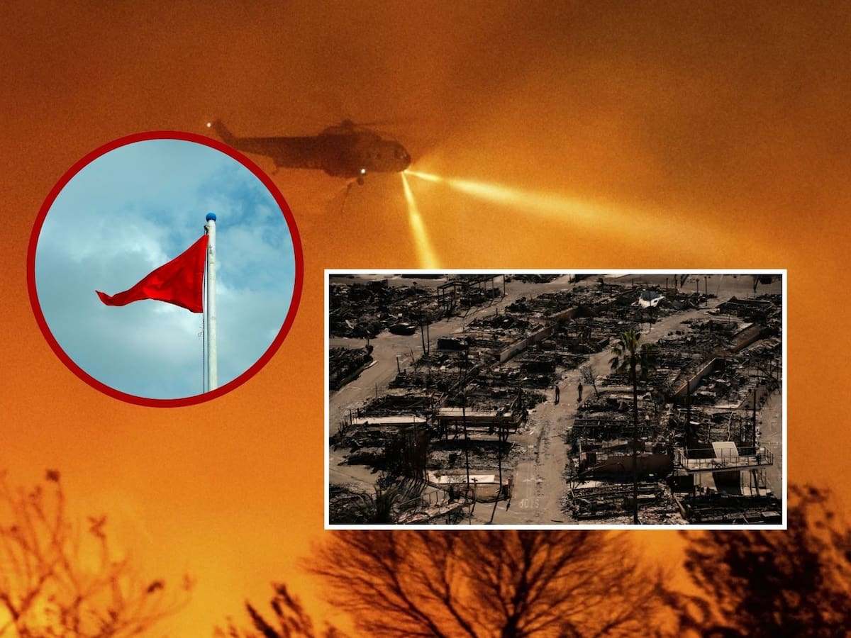 Las autoridades de Estados Unidos emitieron ALERTA ROJA ante fuertes vientos que azotan Los Ángeles, lo que podría derivar en la intensificación de los incendios. | Crédito: AP/Canva