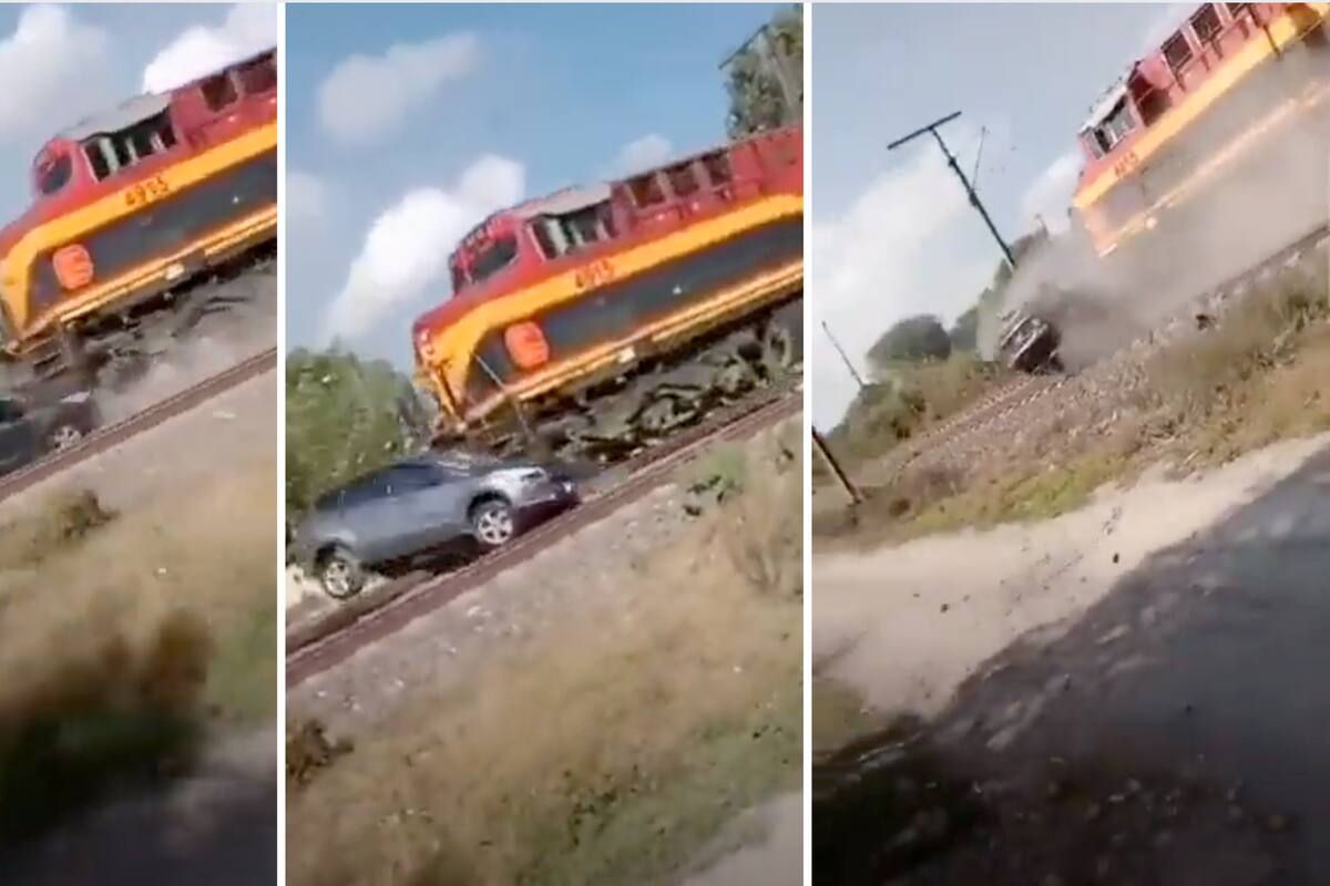 VIDEO: Tren embiste camioneta y la arrastra en Tula, Hidalgo