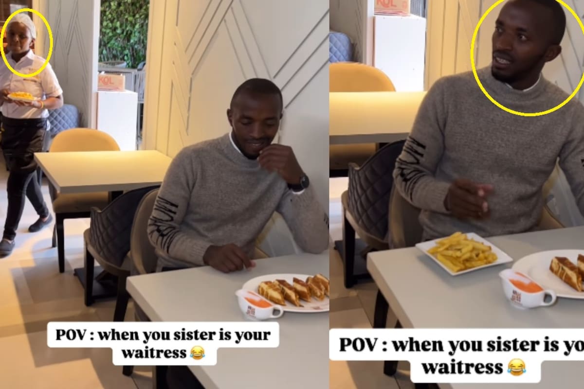 Hombre visita el restaurante donde trabaja su hermana mesera y su reacción al atenderlo se vuelve viral