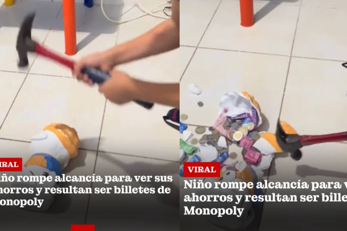 Niño rompe su alcancía y descubre que la mayoría de sus ahorros son billetes de Monopoly