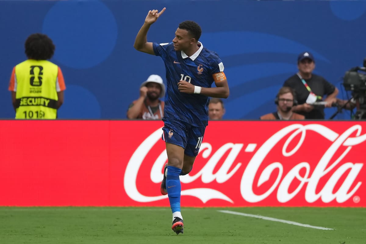 Kylian Mbappé of France celebrates a goal during the FIFA World Cup 2026 3rd place playoff match France against England, in Miami, Florida, USA, 18 July 2026. EFE/ Alberto Boal