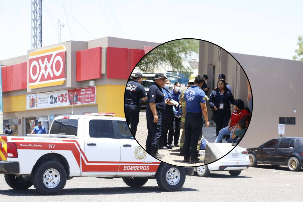 Reacción química por productos de limpieza obliga a evacuar tienda Oxxo en Hermosillo
