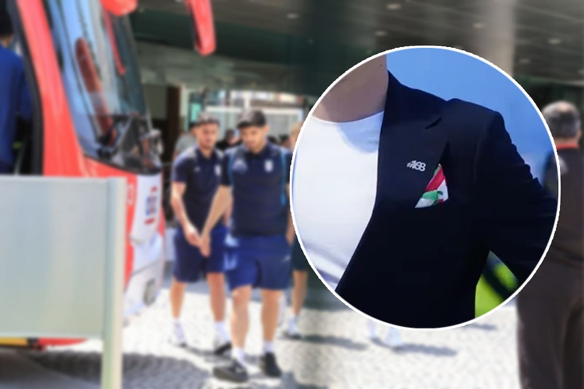 Selección de Irán llega a Tijuana con insignia conmemorativa #168 por víctimas de ataque en una escuela de Minab