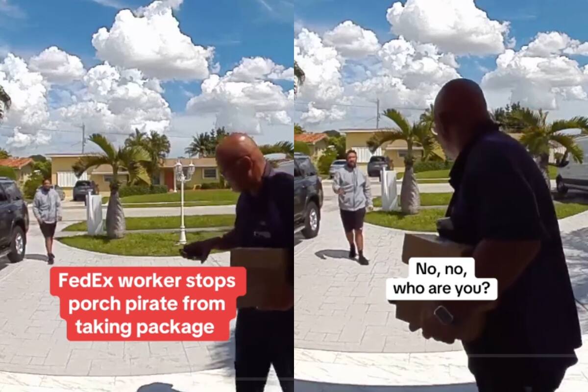 Empleado de FedEx se enfrenta a un “pirata de porche” que intentó robarle los paquetes