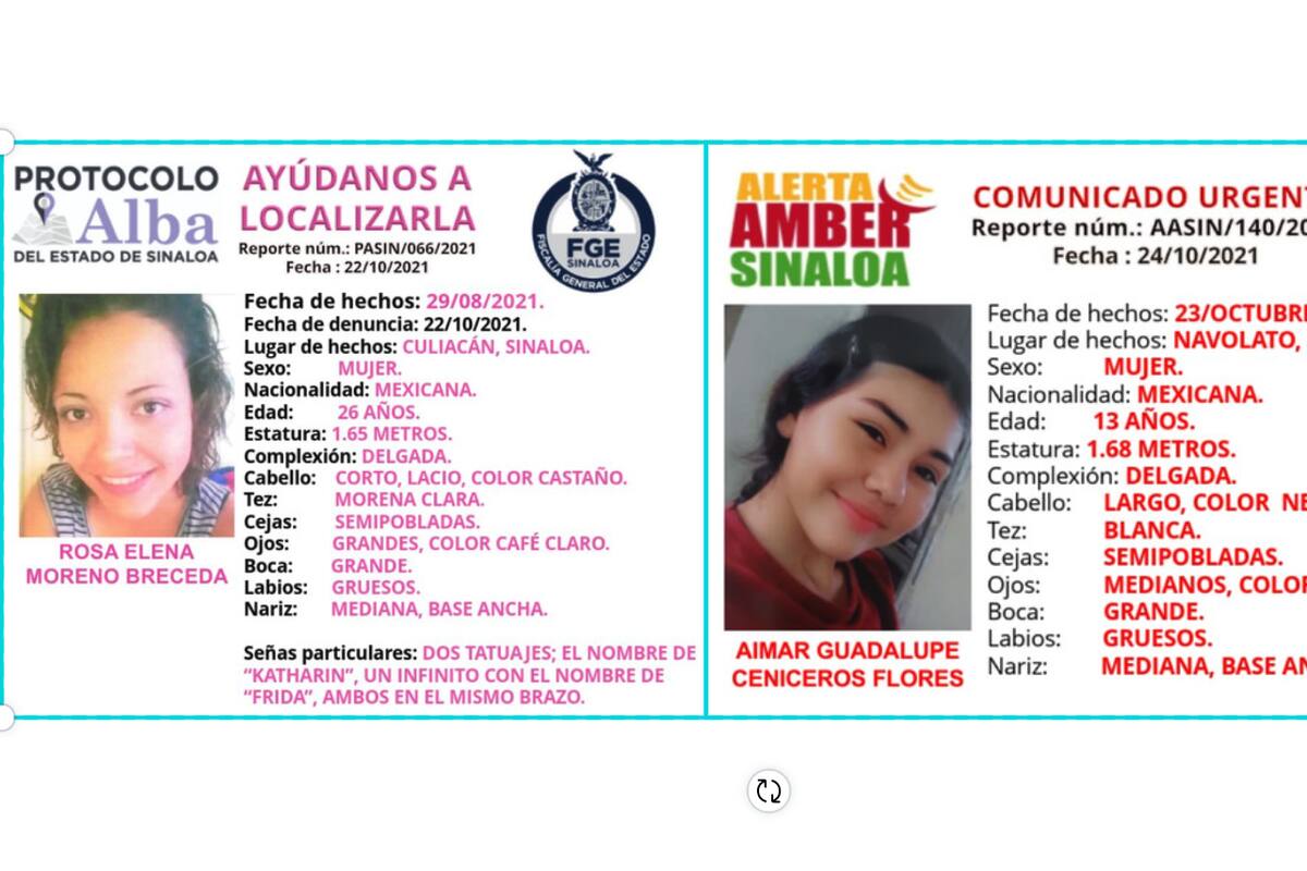 Desaparecen a dos mujeres en Sinaloa; una es menor de edad