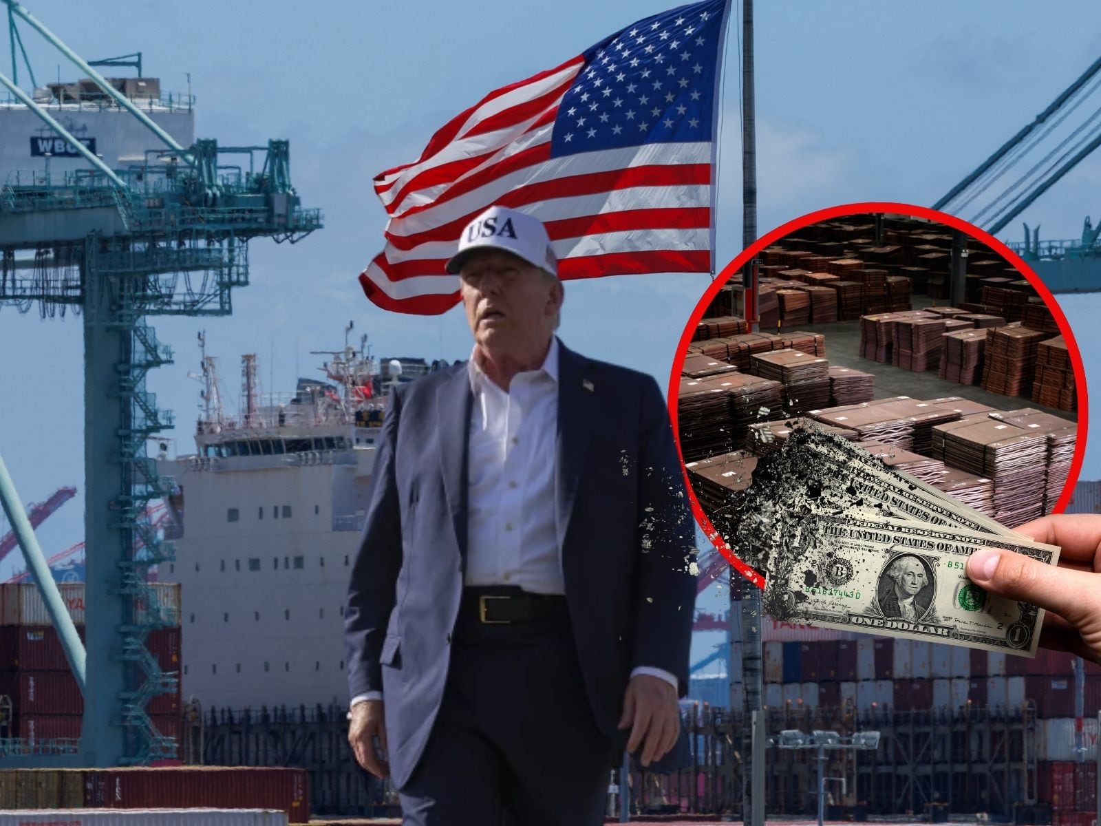 Cobre repunta en EEUU tras anuncio de aranceles de Trump, pero se mantiene bajo su máximo histórico. | Crédito: REUTERS/AP/Canva