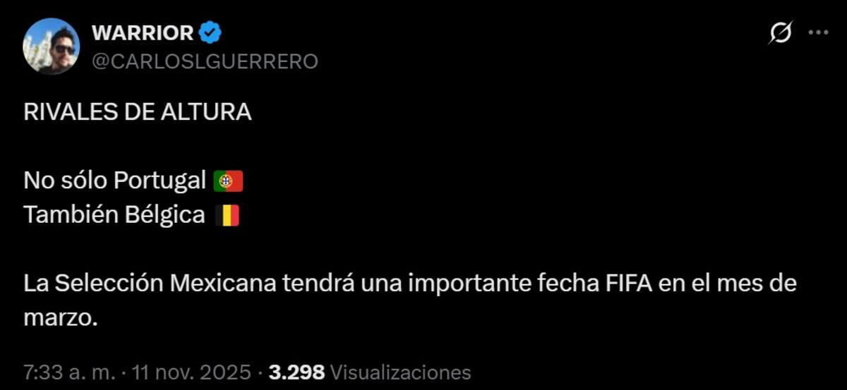 Publicación de Carlos Guerrero en X.