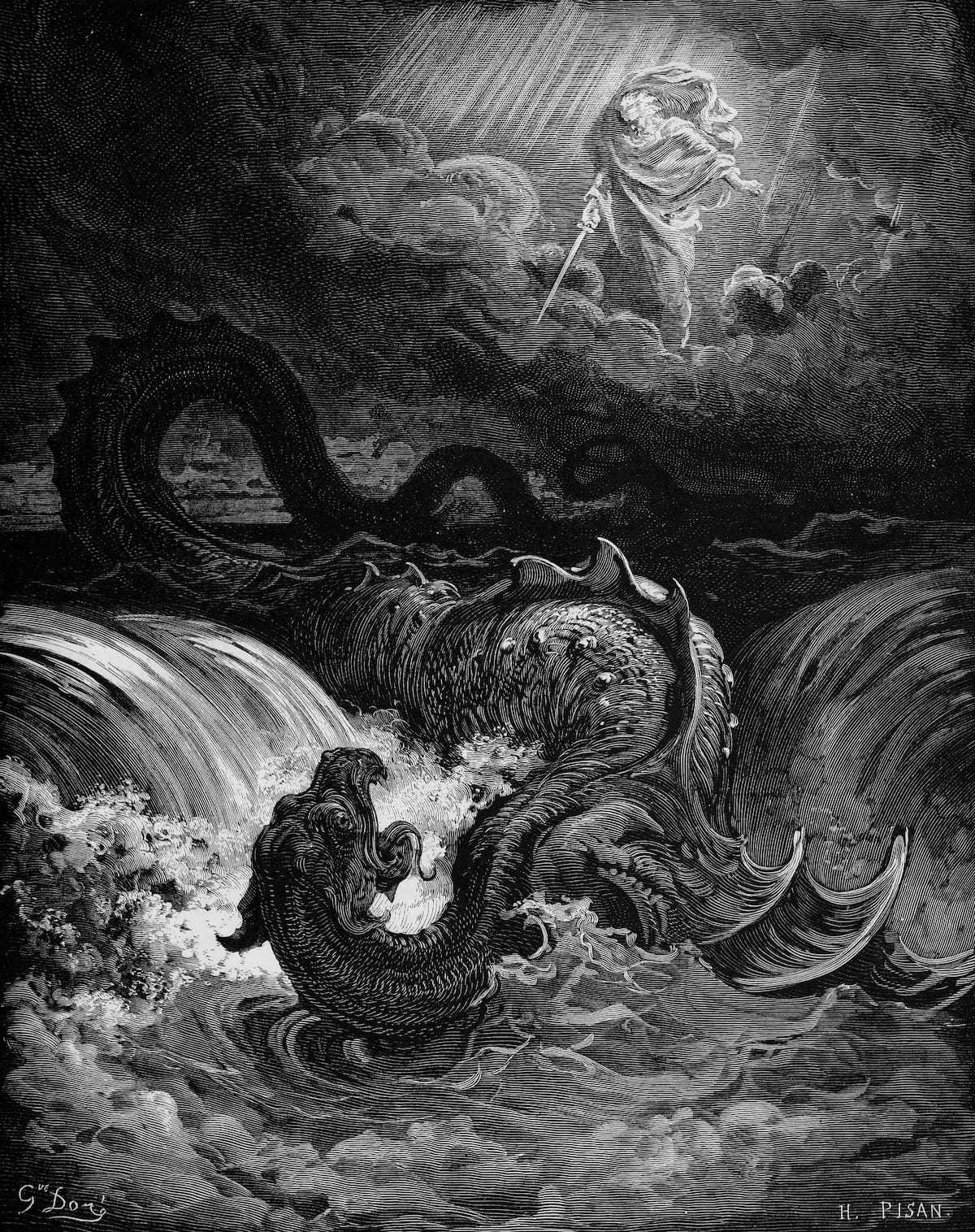 La destrucción de Leviatán / Grabado / Imagen tomada de Wikipedia.