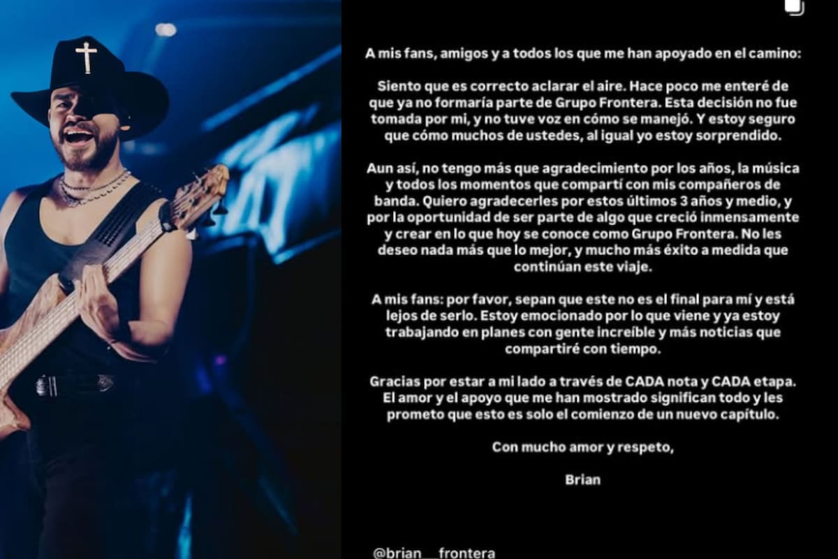 Miembro de Grupo Frontera anuncia que lo sacaron de la banda sin avisarle: “No tuve voz en cómo se manejó”