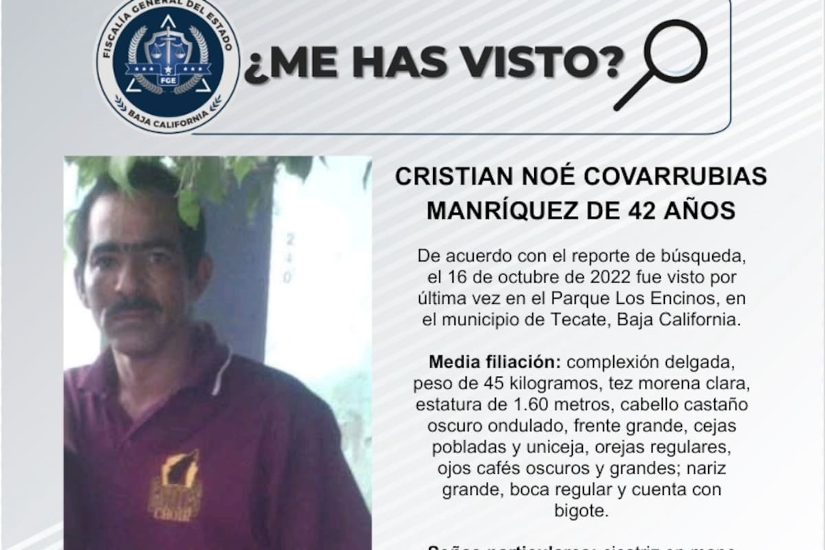 Se busca a Cristian Noé Covarrubias Manríquez de 42 años