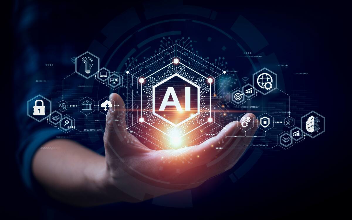 Businessman touching the brain working of Artificial Intelligence (AI)
Automation, Predictive analytics, Customer service AI-powered chatbot, analyze customer data, business and technology