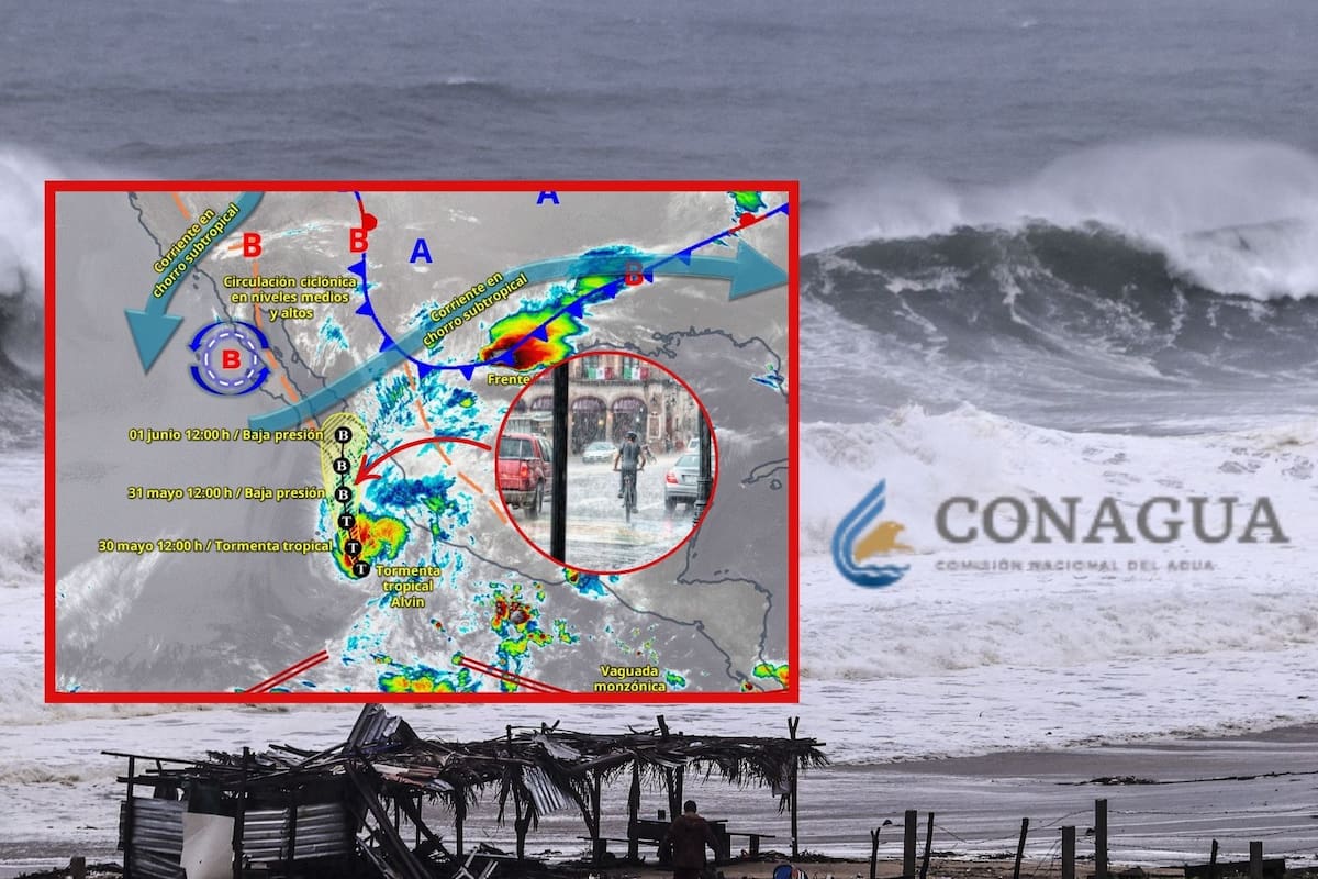 SMN alerta sobre la Tormenta Tropical Alvin: Provocará lluvias intensas, vientos fuertes y oleaje elevado en el Pacífico mexicano este 30 de mayo