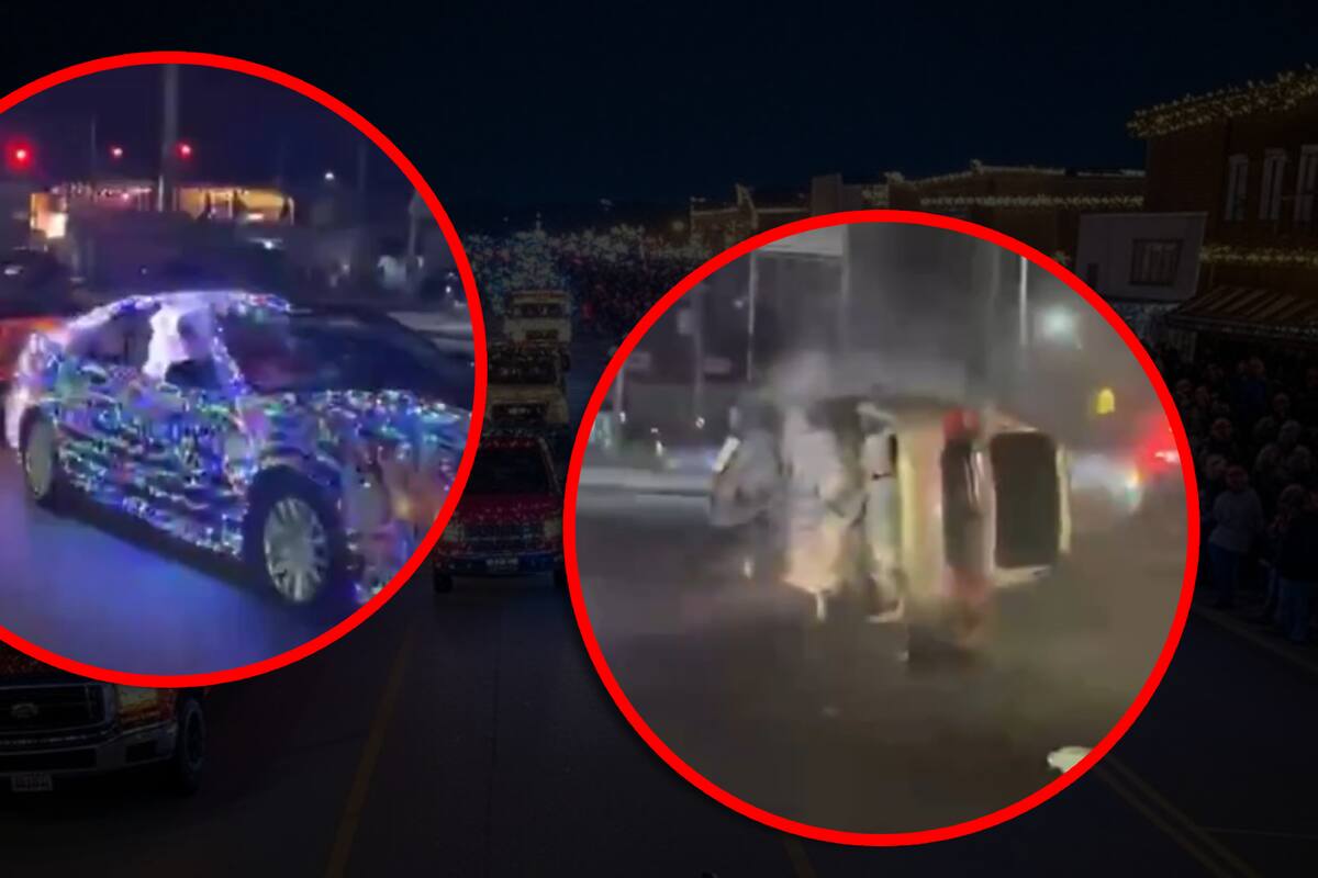 VIDEO: Choque volcamiento en plena caravana interrumpe desfile navideño en Reynosa (IMÁGENES FUERTES)