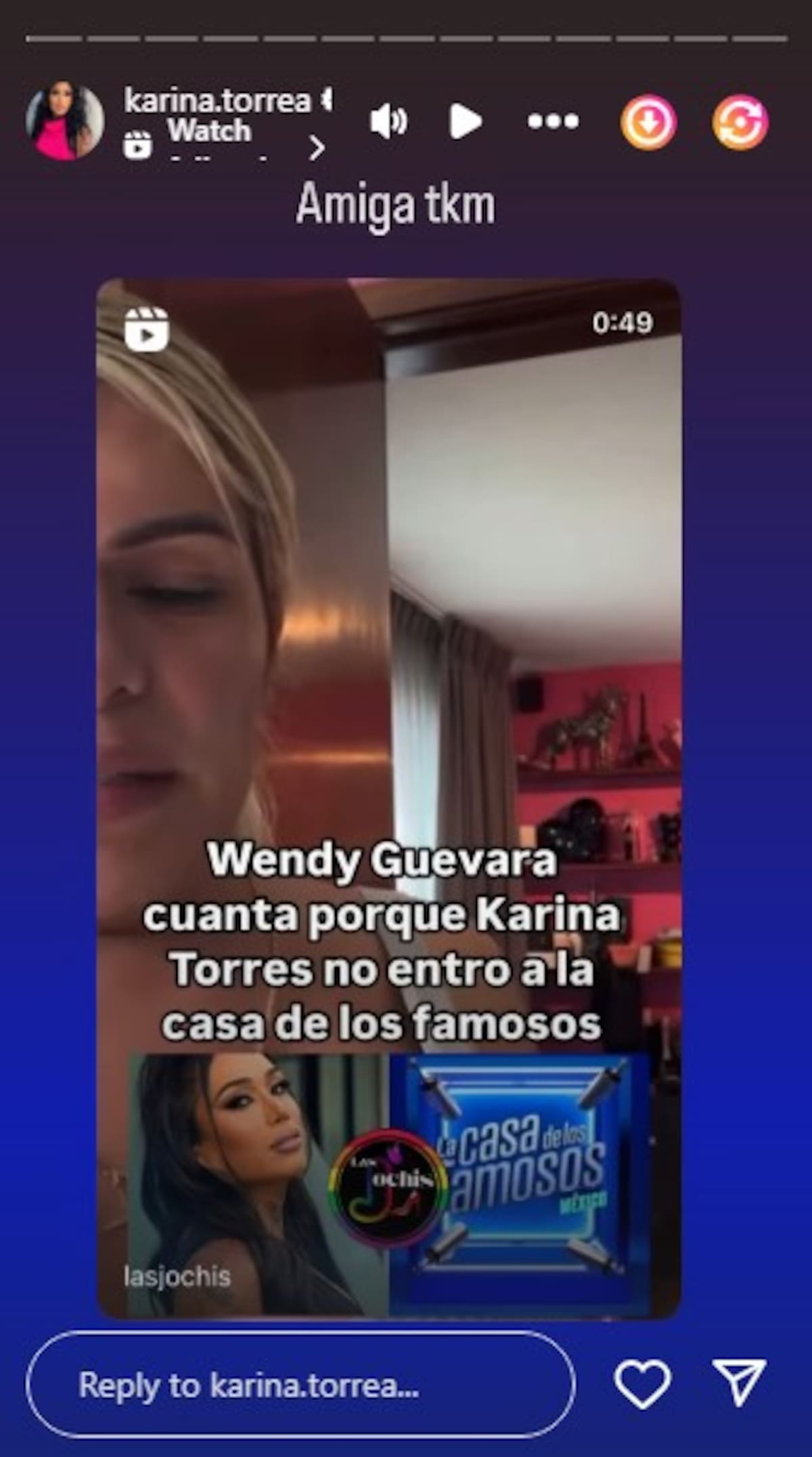 Karina Torres resaltó su cariño por Wendy / Instagram: @karina.torrea