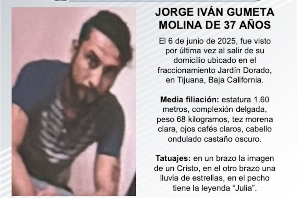 Se busca a Jorge Iván Gumeta Molina de 37 años de edad