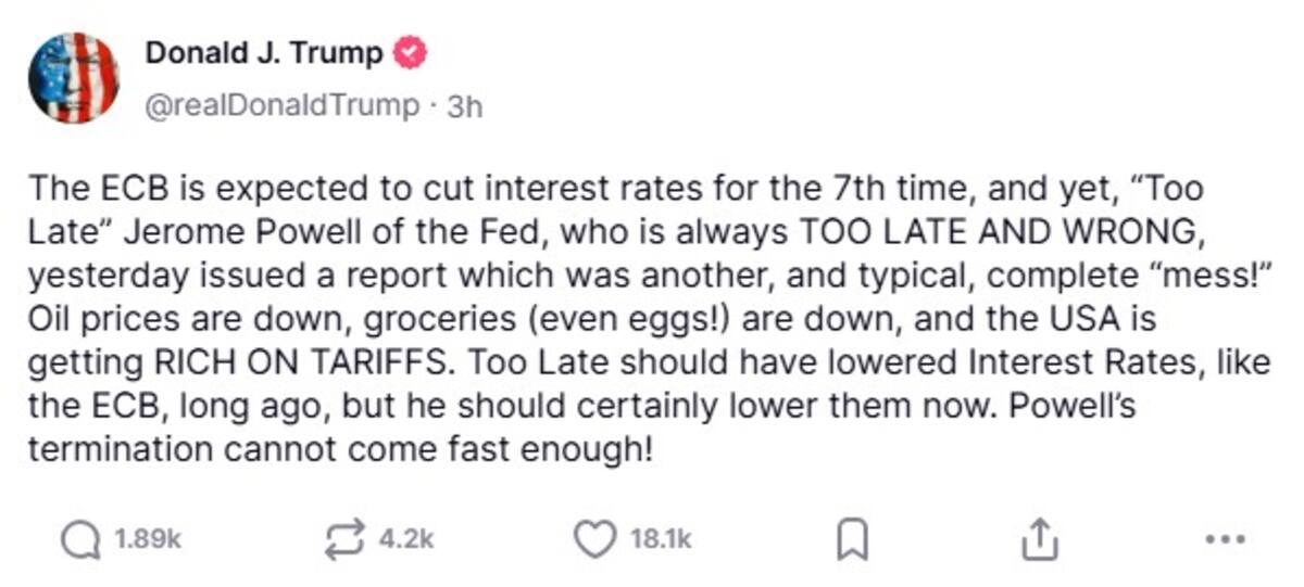 Trump se lanza contra Powell de la FED. (Captura de pantalla)