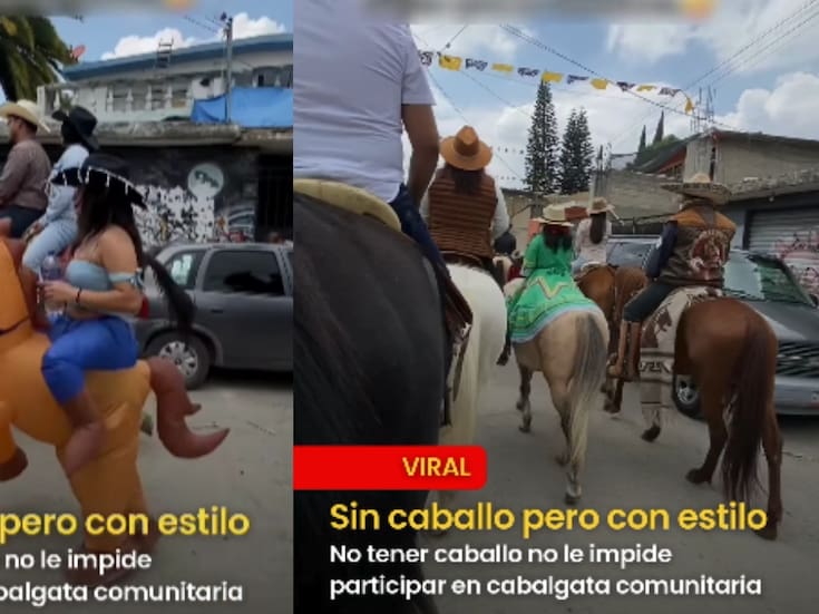 “Que no tener caballo no te detenga”: Joven se vuelve viral por asistir a una cabalgata con un caballo de juguete