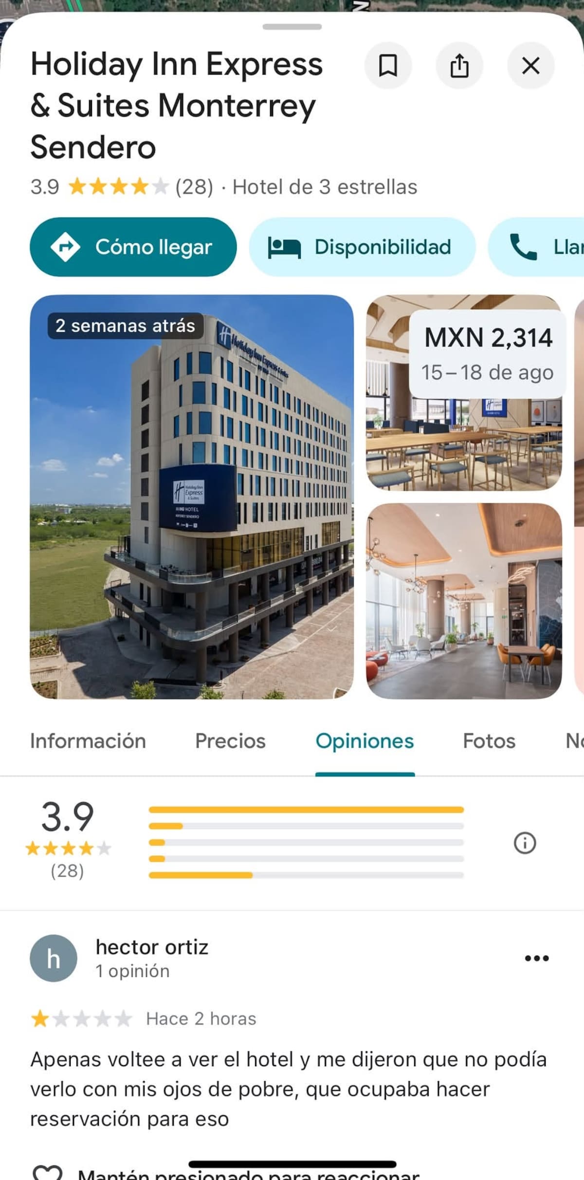 La calificación de Holiday Inn en Google Reviews se desplomó por la polémica con el influencer, por lo que habría pagado bots para volver a levantarla. | Especial GH