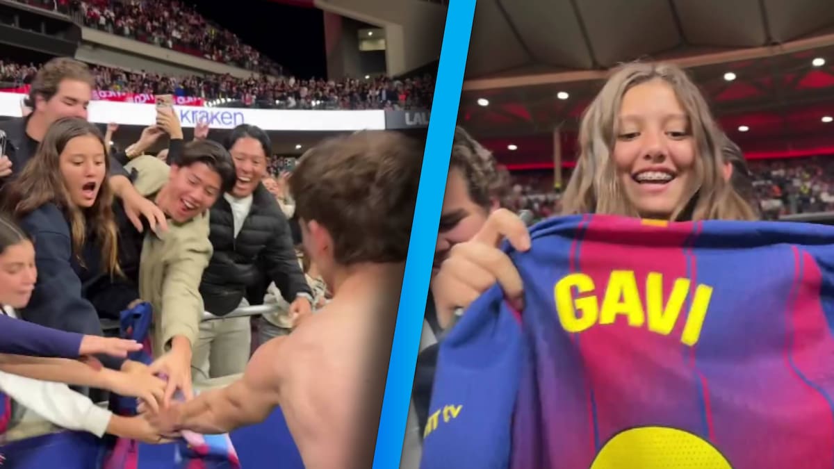 Gavi sorprende a aficionada mexicana y le regala su camiseta tras el Atlético vs Barcelona; el momento se volvió viral