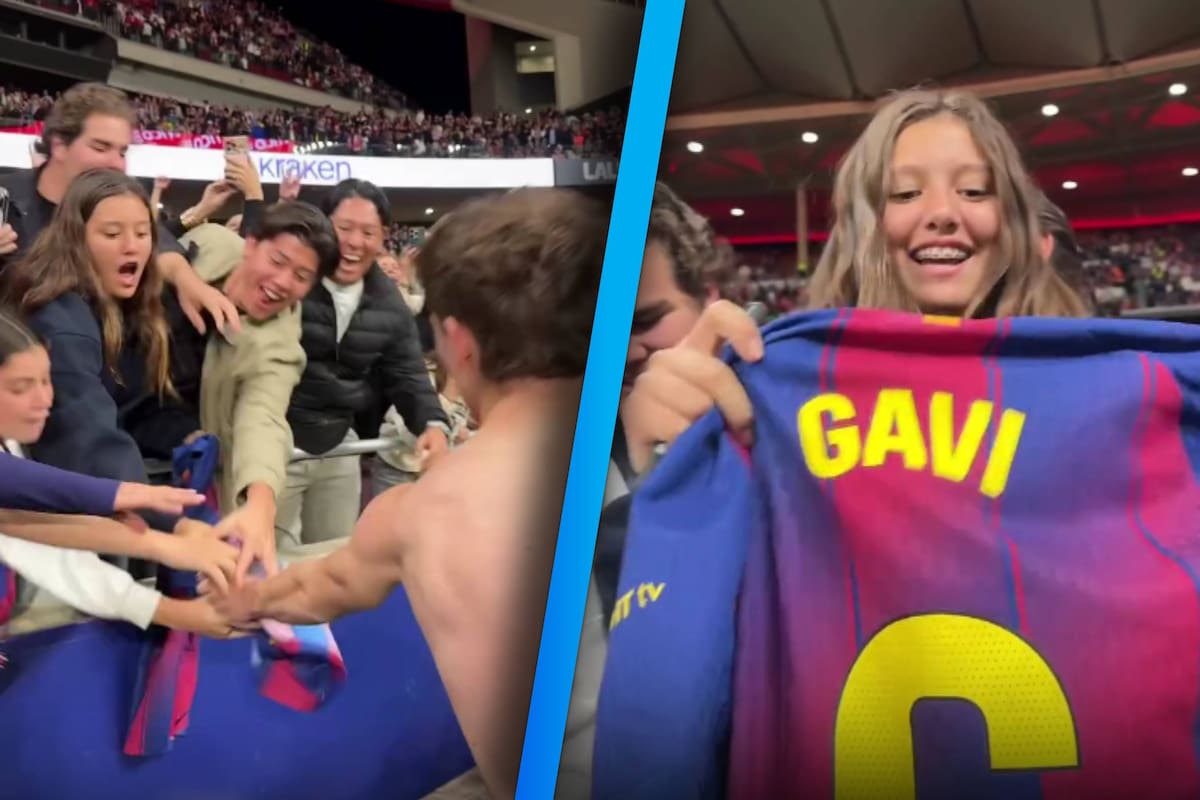 Gavi sorprende a aficionada mexicana y le regala su camiseta tras el Atlético vs Barcelona; el momento se volvió viral