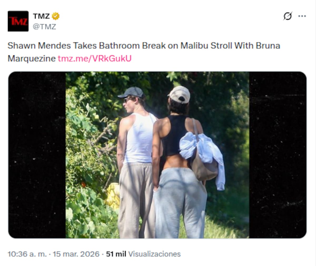 Shawn Mendes es captado orinando en la vía pública en Malibú mientras caminaba con su novia | Captura de pantalla X