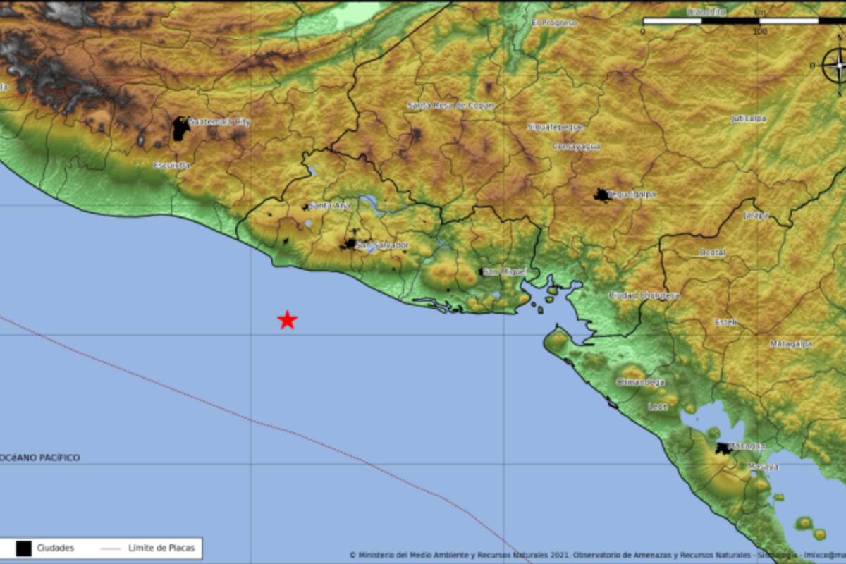 Se registra sismo de magnitud 5.3 en el océano Pacifico; se siente en El Salvador