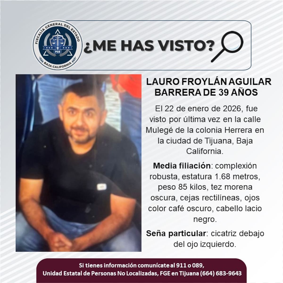 Fue visto por última vez el 22 de enero de 2026